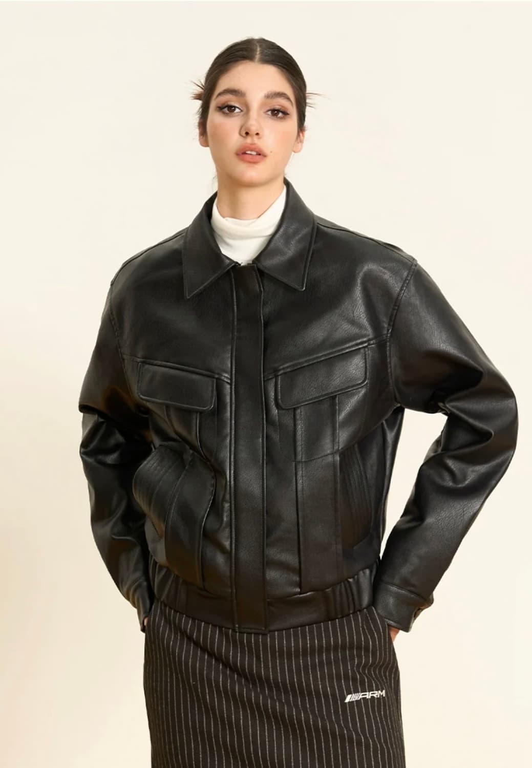 [M] Ariseism 가죽 트러커 레더 자켓 상품이미지2