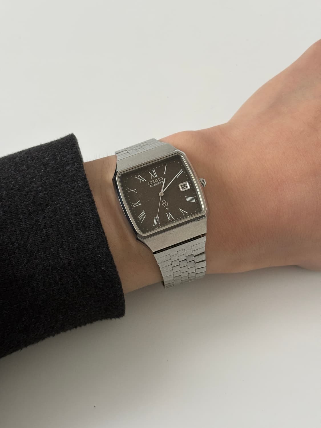 1970년대 브라운 바크 텍스쳐 실버 스퀘어 쿼츠 남성 상품이미지9