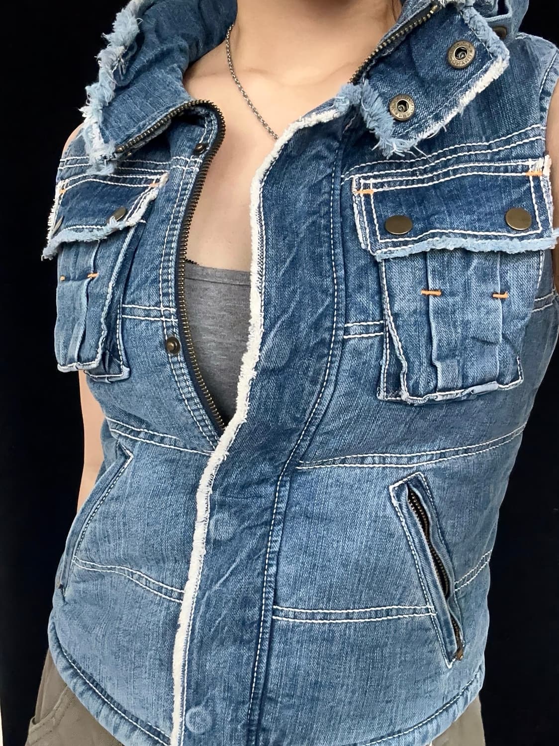 denim pocket jumper vest 상품이미지4