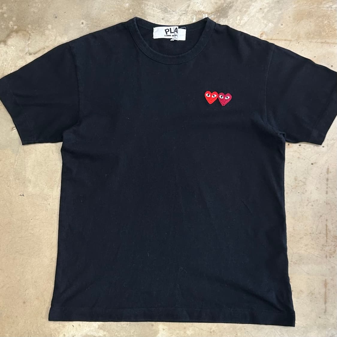 🫶🏻 꼼데가르송 더블 하트 와펜 Black 반팔티 🫶🏻 상품이미지1