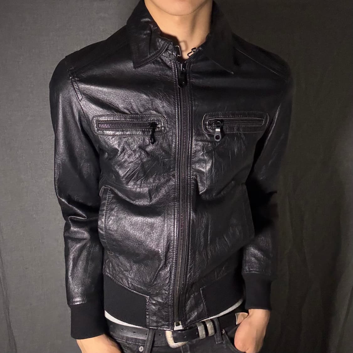 japan vintage lamb skin leather jacket 상품이미지4