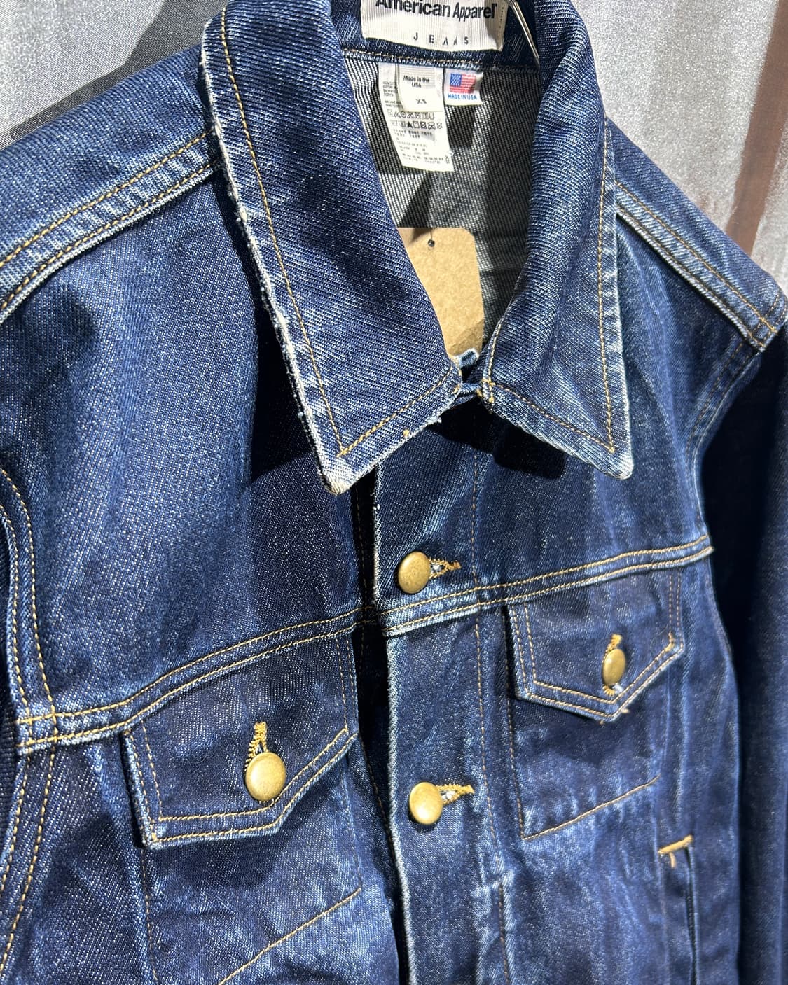 XS 아메리칸 어패럴 생지 데님 트러커 자켓 상품이미지4
