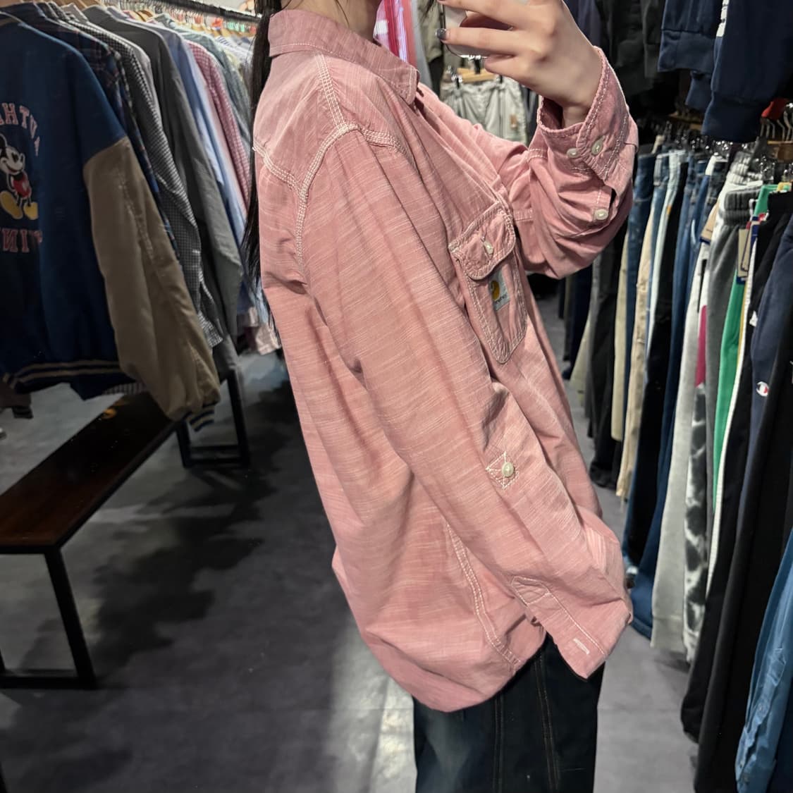 [IM] Carhartt 칼하트 린넨 셔츠 핑크 상품이미지4