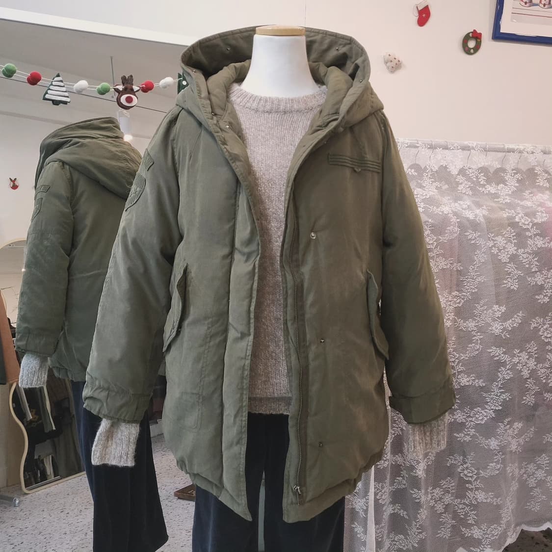 Vanake 여성 덕다운 야상 패딩점퍼 M 상품이미지8