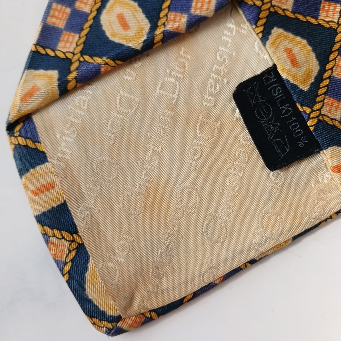크리스찬 디올 네이비 기하 패턴 넥타이 9.3cm B등급 A19713 상품이미지7