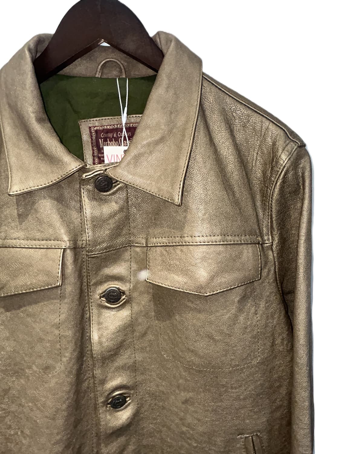 Marbobo Classics 빈티지 브라운 레더 트러커 자켓 상품이미지3