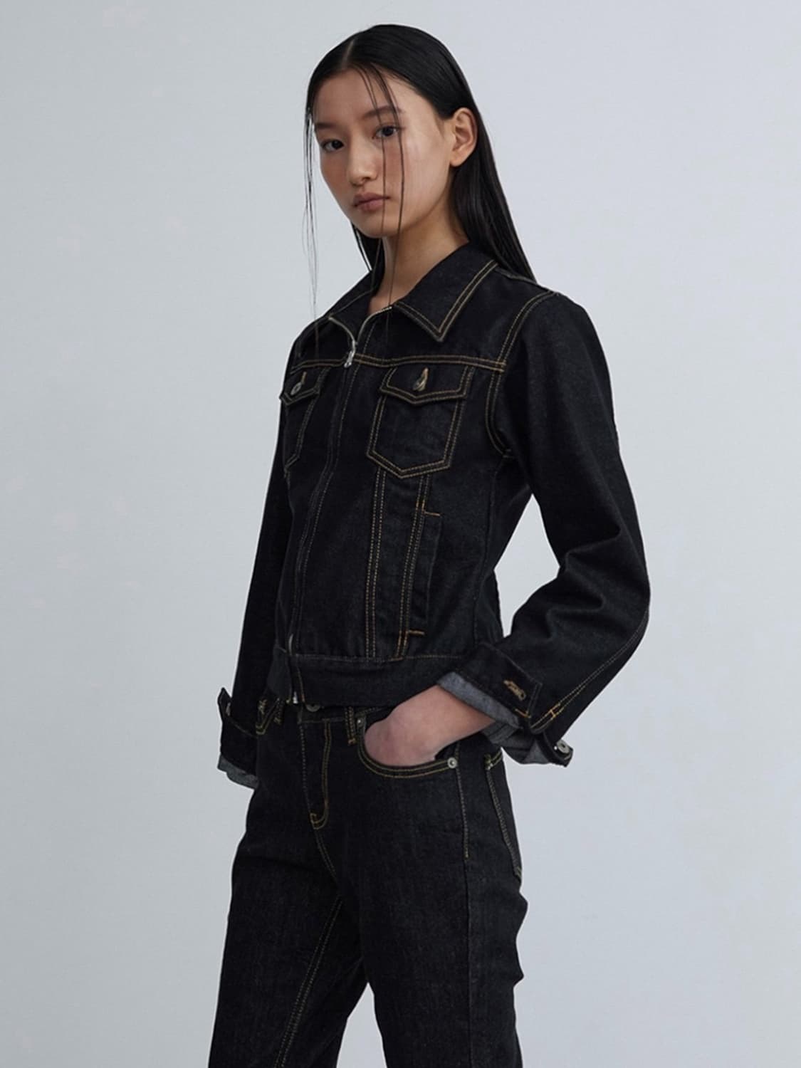 이네기 INEGI 데님 트러커 인디고 자켓 상품이미지1