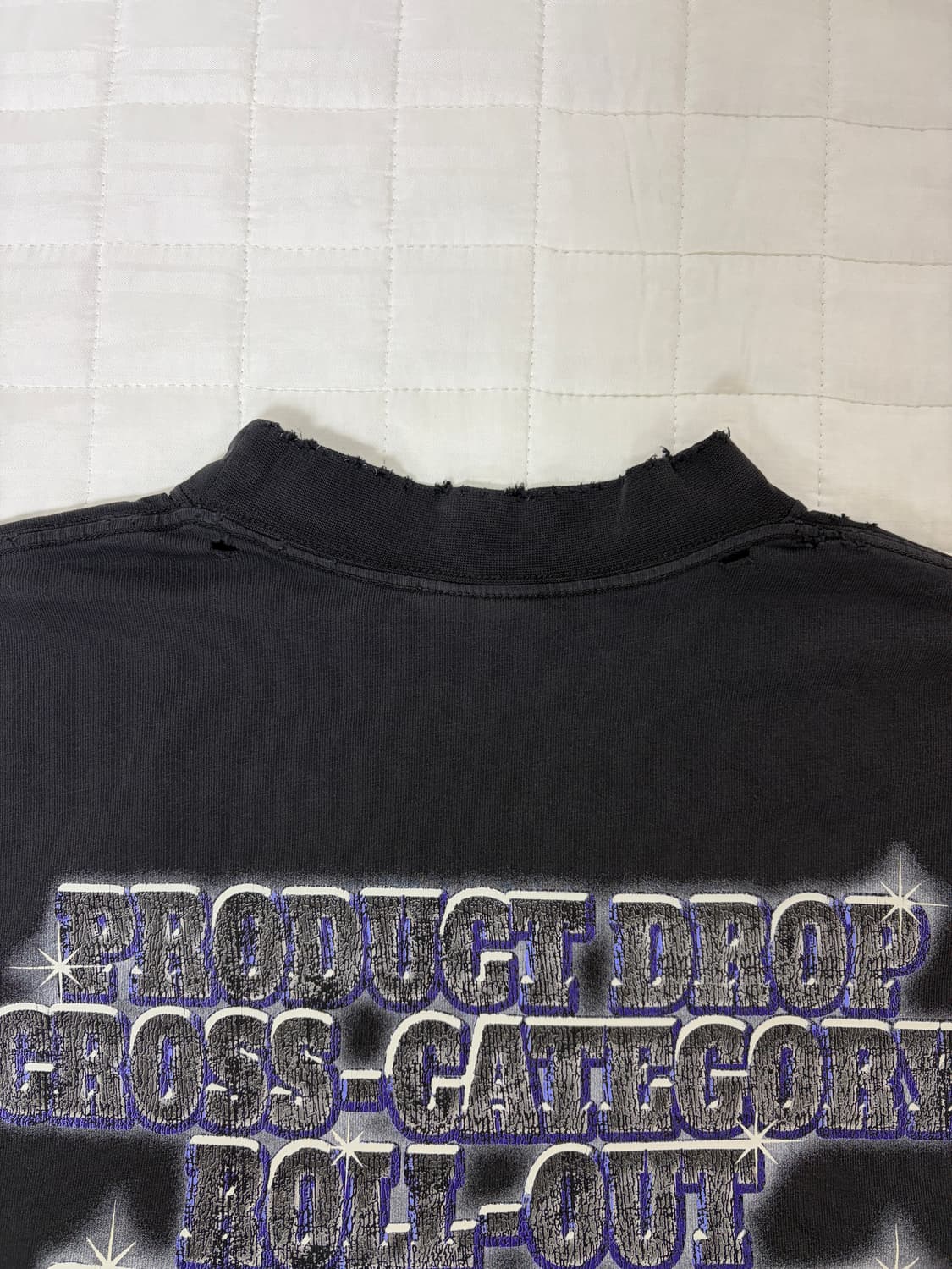 급처) 발렌시아가 SNBN 라지핏 반팔 티셔츠 워시드 블랙 상품이미지6