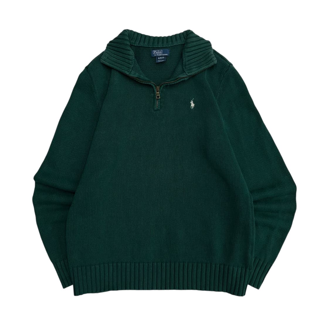 폴로 랄프로렌 화이트포니 그린 반집업 니트 XL 상품이미지2