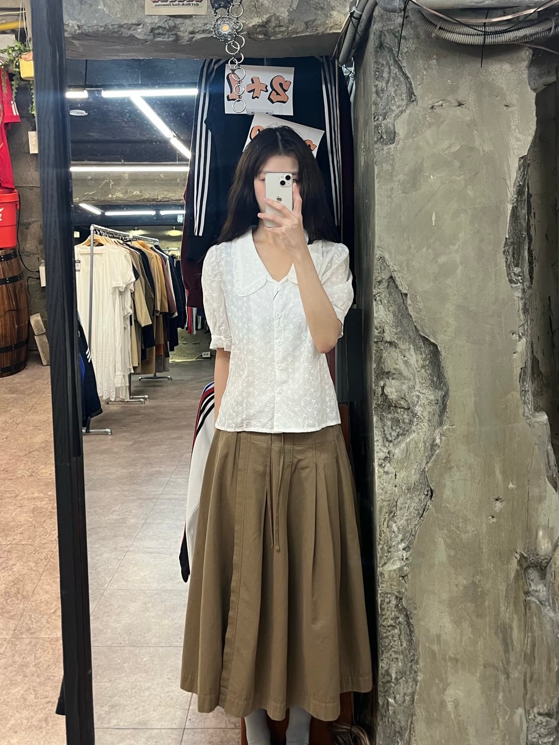 빈티지 카라 반팔 블라우스 화이트 #csz3749 상품이미지2