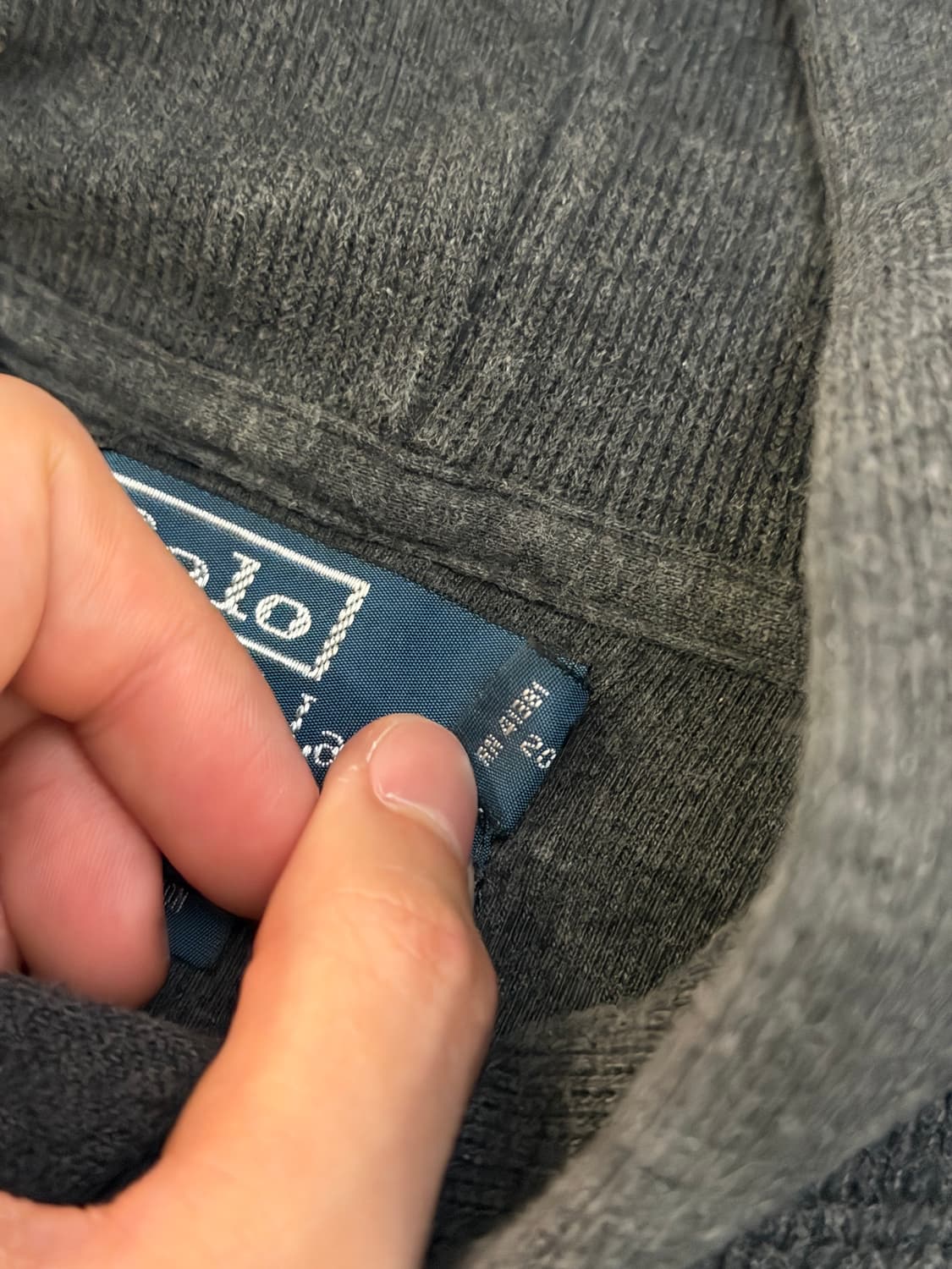 폴로 랄프로렌 암패치 와플 니트 후드티 차콜 그레이 상품이미지4