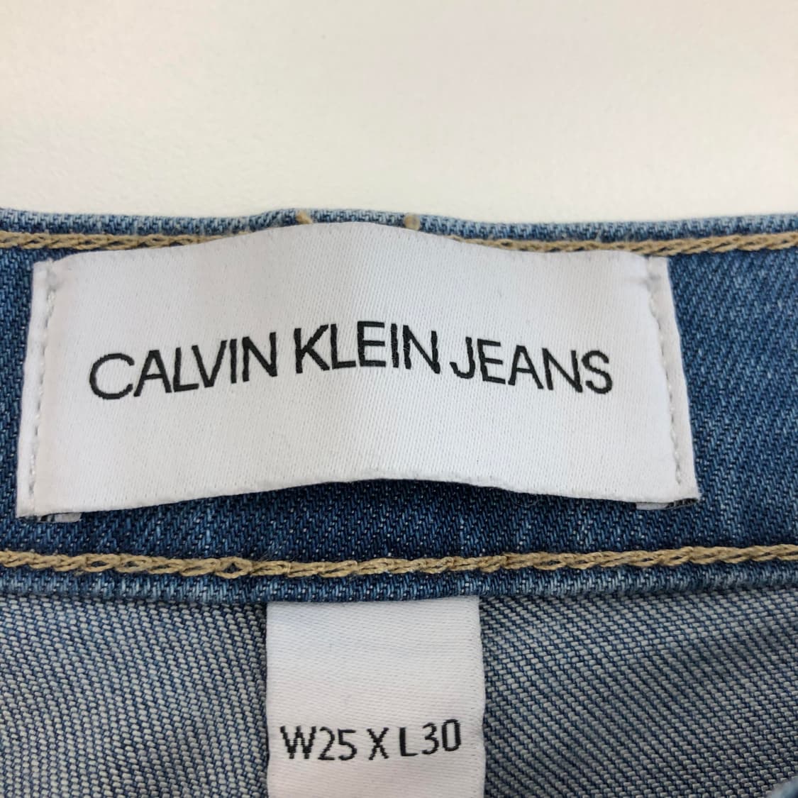 ck 캘빈클라인 와이드레그 레더패치 데님진 25 인치 상품이미지6