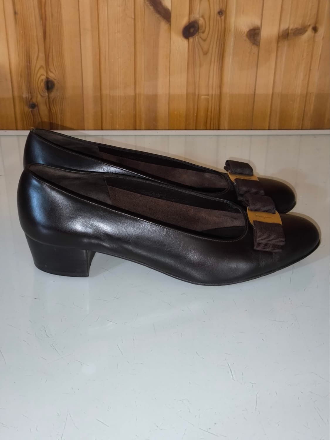 7d 245mm 페라가모 바라 리본 펌프스 구두 힐 4cm 상품이미지2