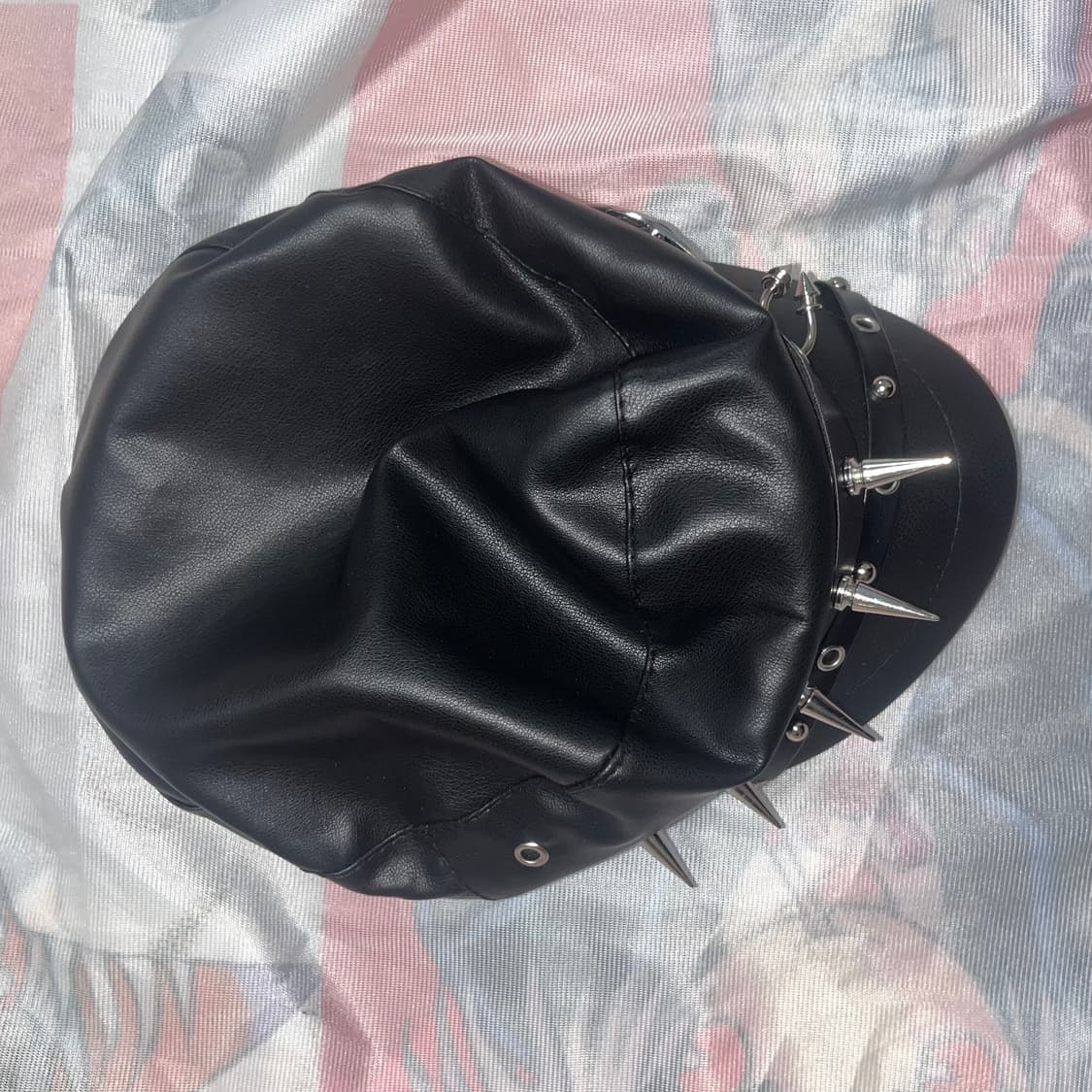 Punk Piercing Leather Cap Beret 상품이미지3
