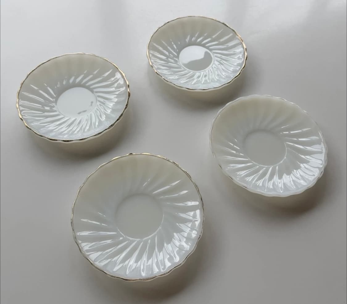 앵커호킹 밀크글라스 빈티지 소서 4p 일괄 (u.s.a) 상품이미지1