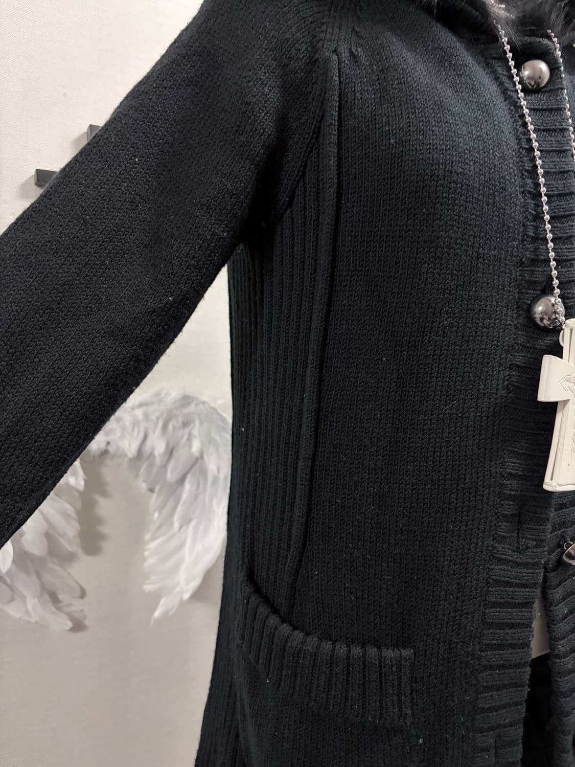 y2k 블랙페어리 롱 니트 가디건 상품이미지5