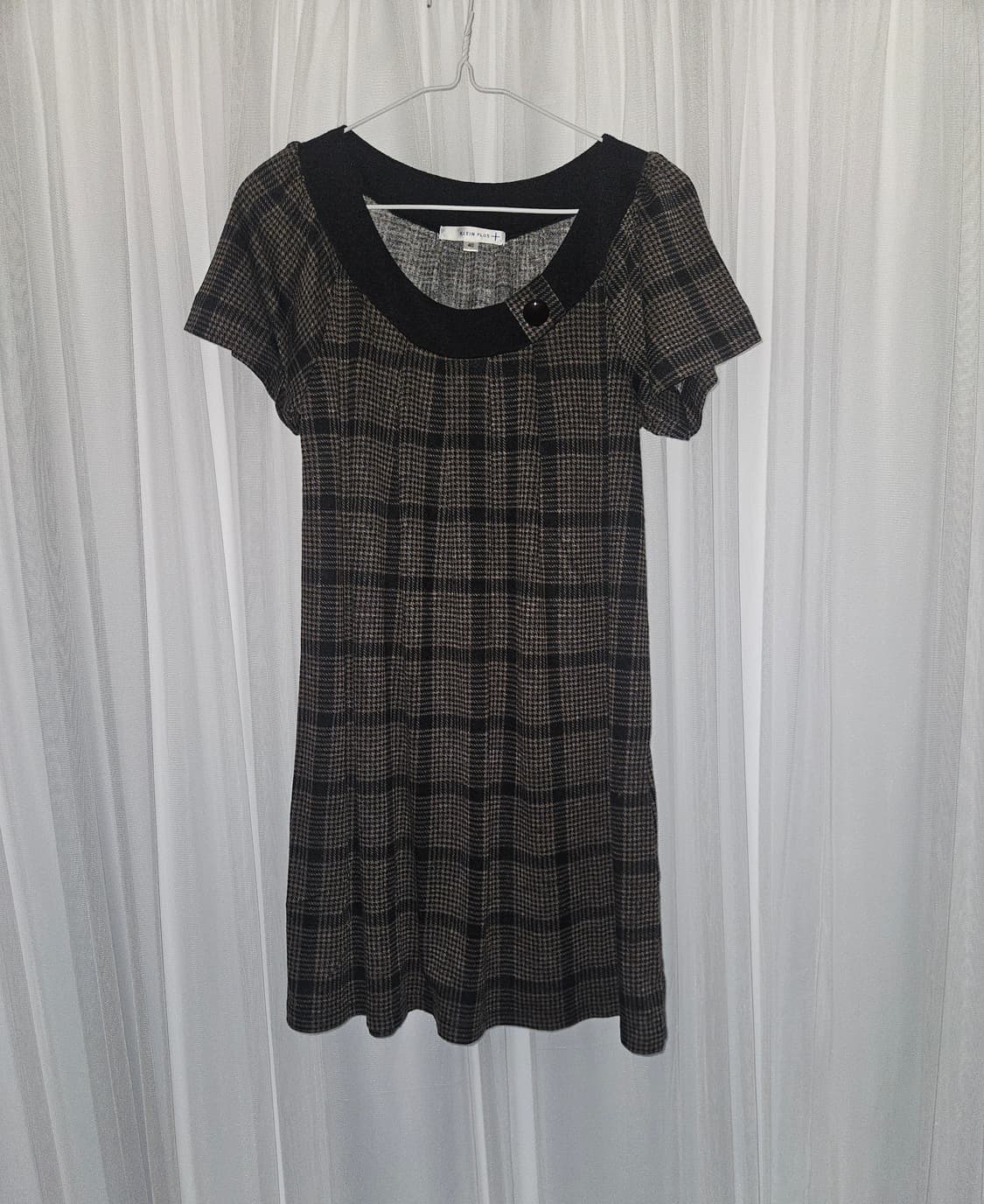 klein plus 빈티지 체크 그레이브라운 니트 원피스 니혼진 모리걸 상품이미지1