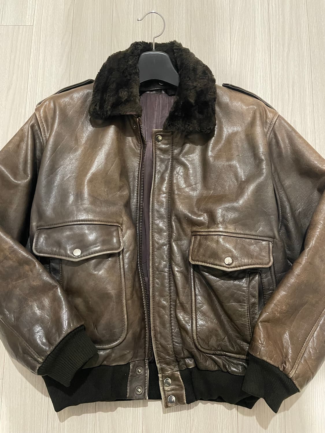 파프제이 무스탕 리얼레더자켓 레트로 1980공군자켓 상품이미지1