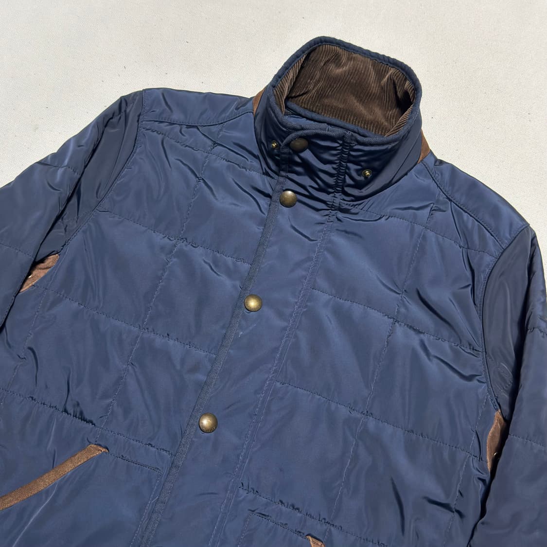 M 폴로랄프로렌 여성용 가죽 패치 네이비 퀼팅 자켓 상품이미지1