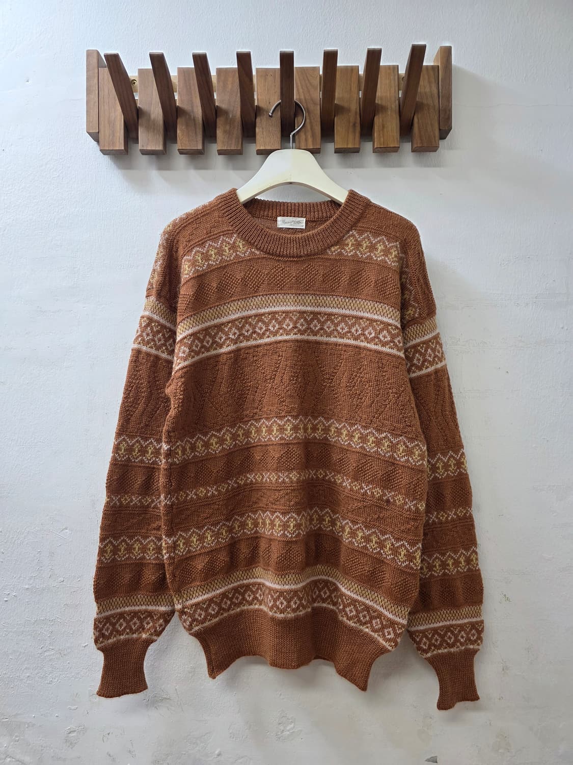 일본빈티지 노르딕 패턴 울100% 니트 스웨터 상품이미지1