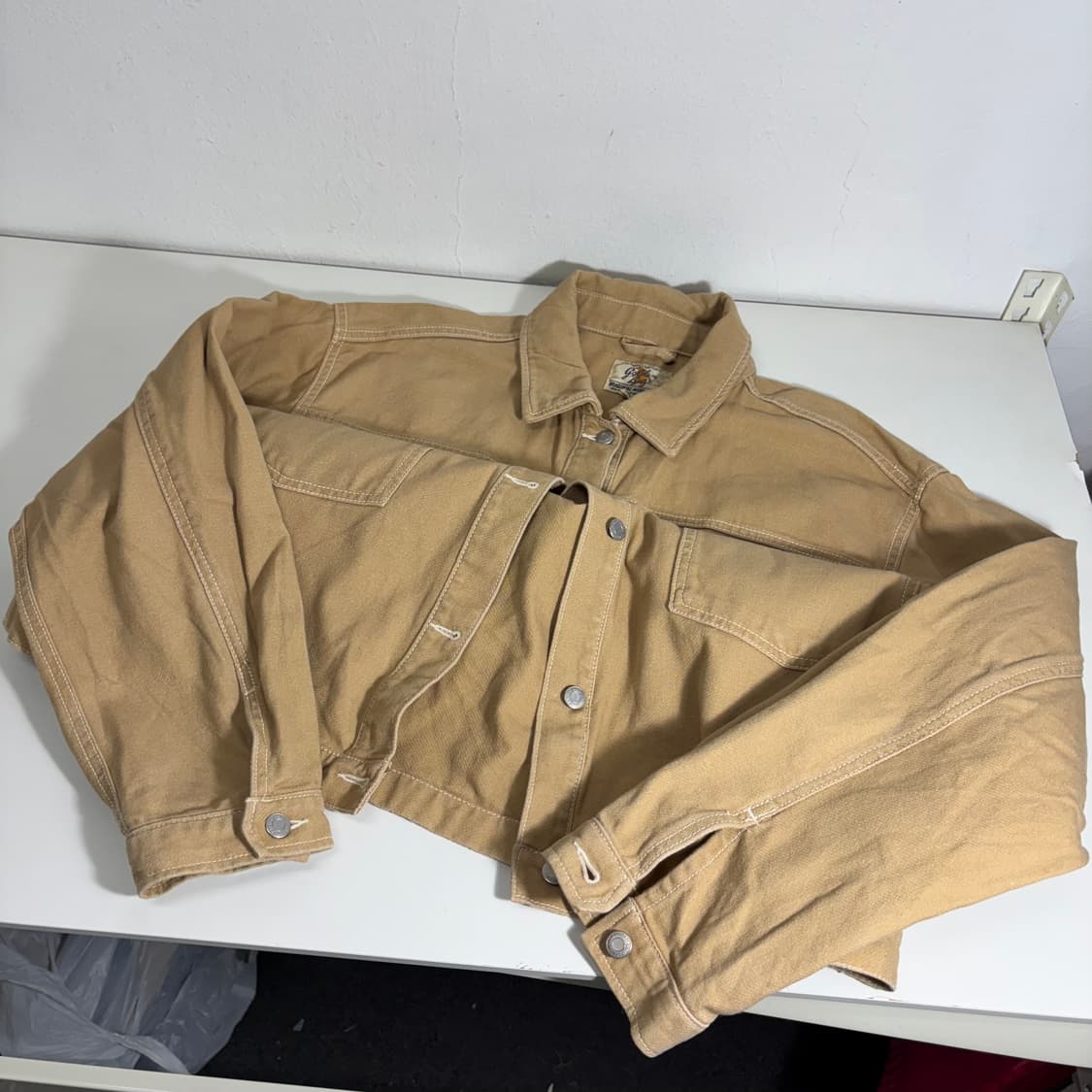 우먼S-M 후아유 베이지 오버핏 면 워크자켓 상품이미지2