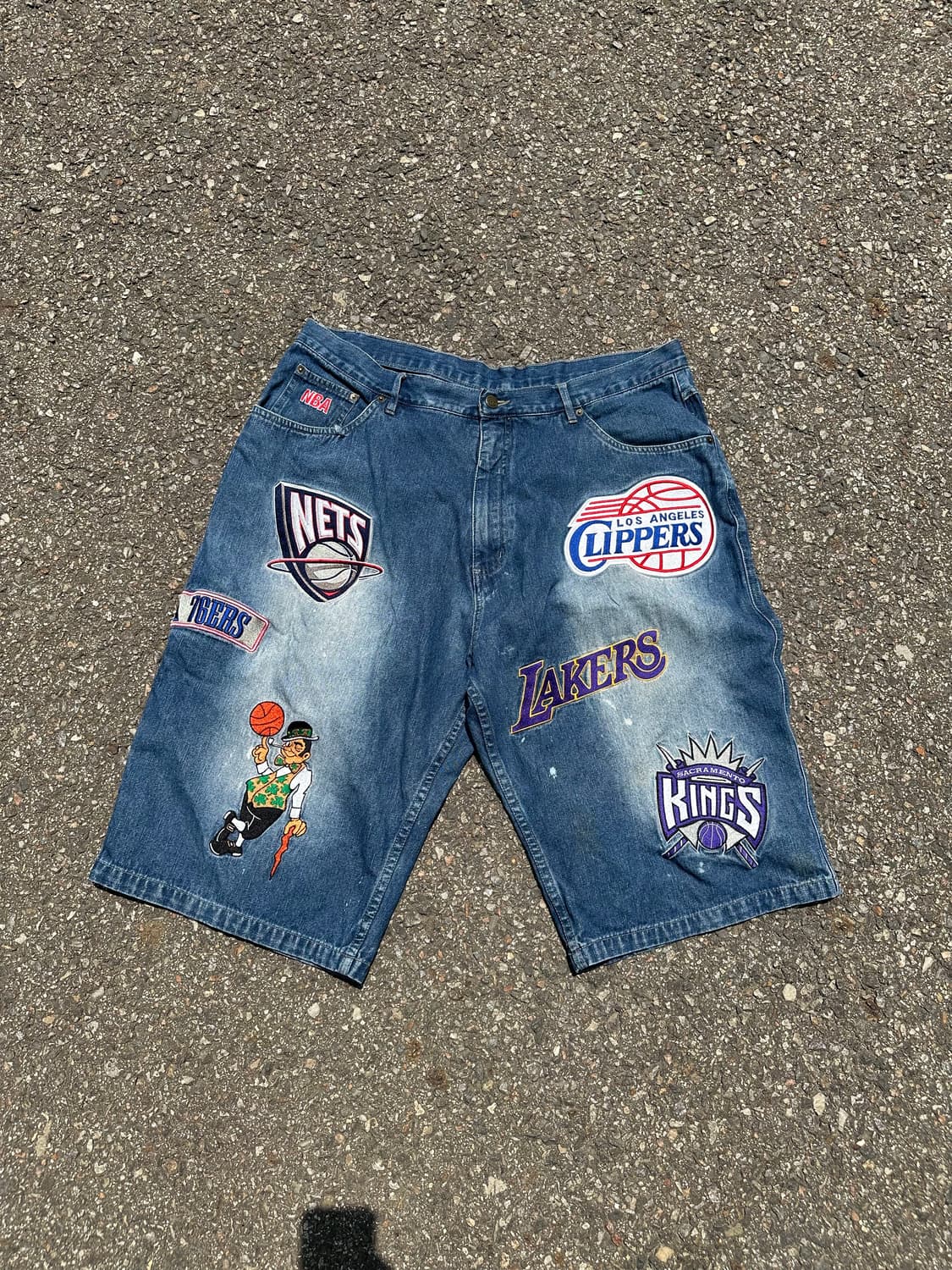빈티지 00s UNK NBA 패치 데님 반바지 상품이미지1
