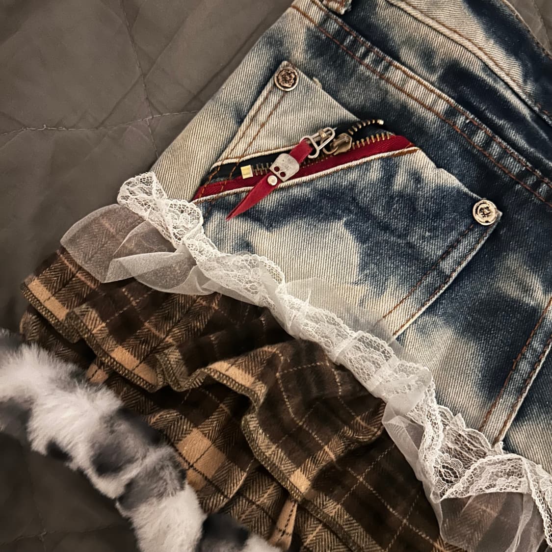 빈티지 커스텀 데님 미니스커트 상품이미지2