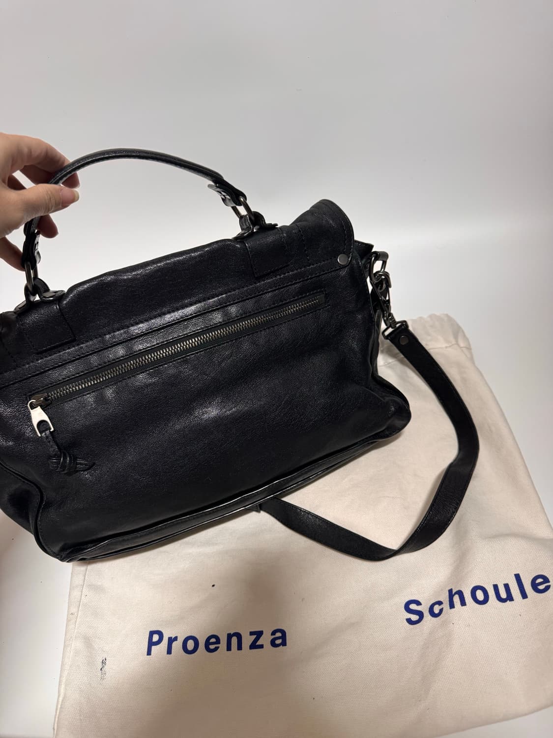 프로엔자슐러 블랙 레더 토트백 상품이미지3