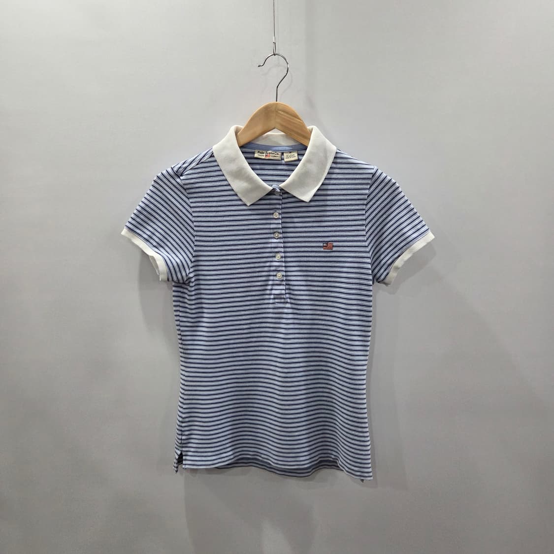 폴로진스 우먼 코튼 카라 스트라이프 반팔티 M 상품이미지1