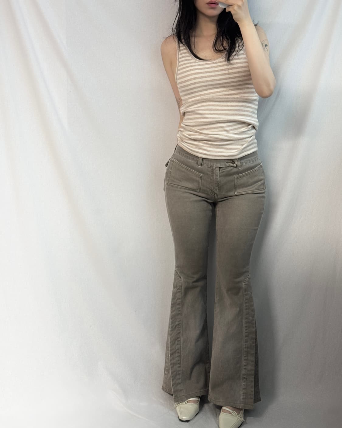 버튼 플레어 부츠 컷 데님 팬츠 상품이미지7