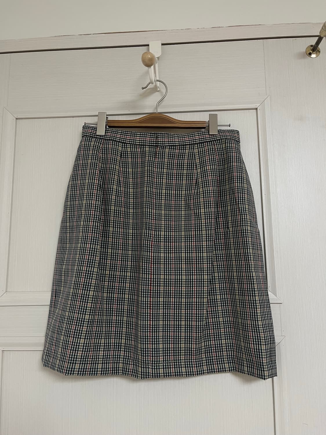 Viyella 체크 썸머울 반팔 자켓 스커트 셋업 상품이미지5