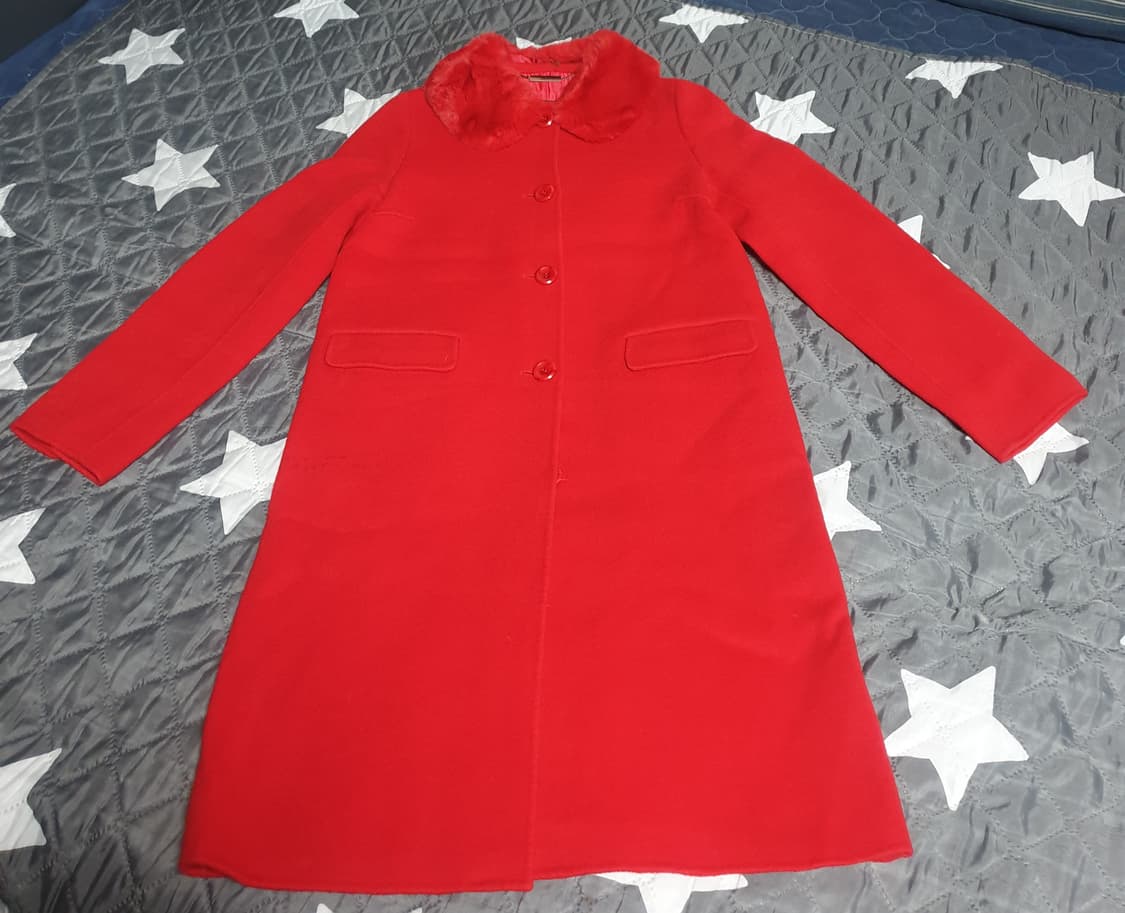 톰보이 슬림핏 앙고라퍼 울코트 레드 (88) 상품이미지1