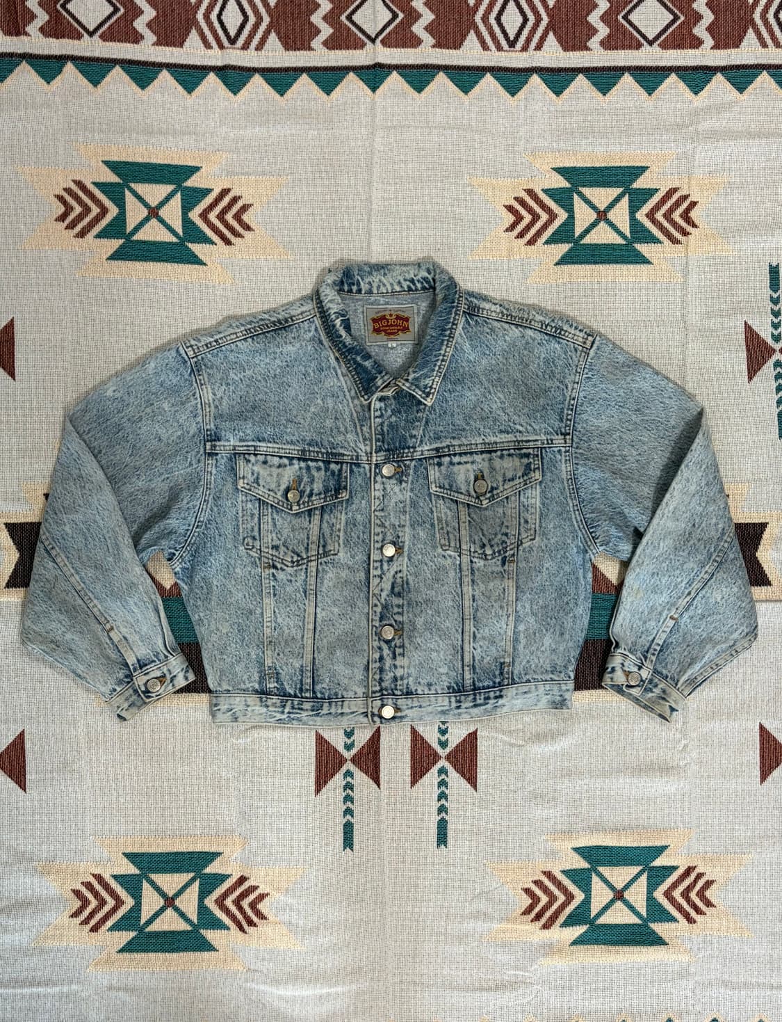 90s 빅존 제팬 스노우 워시드 크롭 데님 자켓 상품이미지1