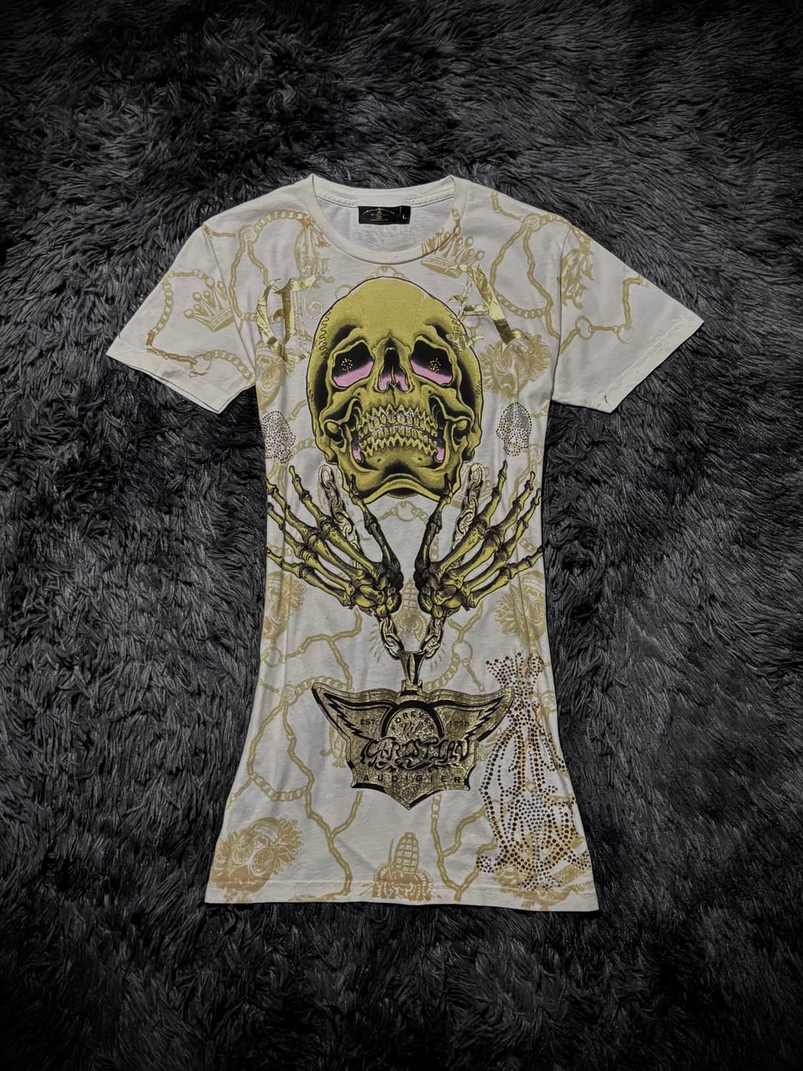 CHRISTIAN AUDIGIER 스컬 체인 프린팅 반팔 티셔츠 상품이미지1