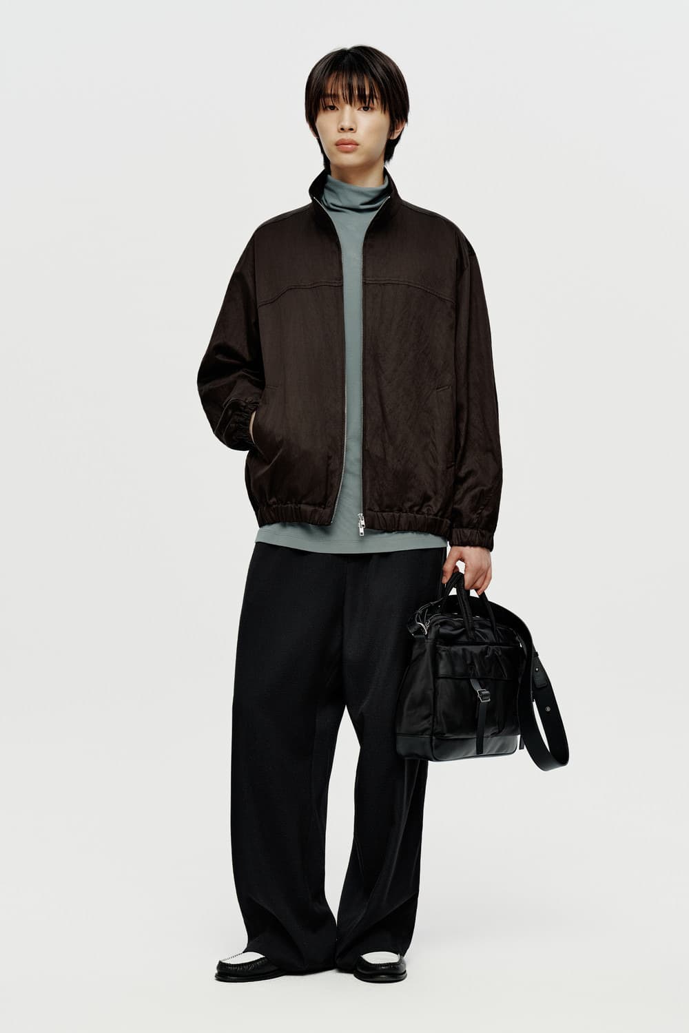 [L]유스 하이넥 집업 자켓 브라운 새상품 상품이미지1