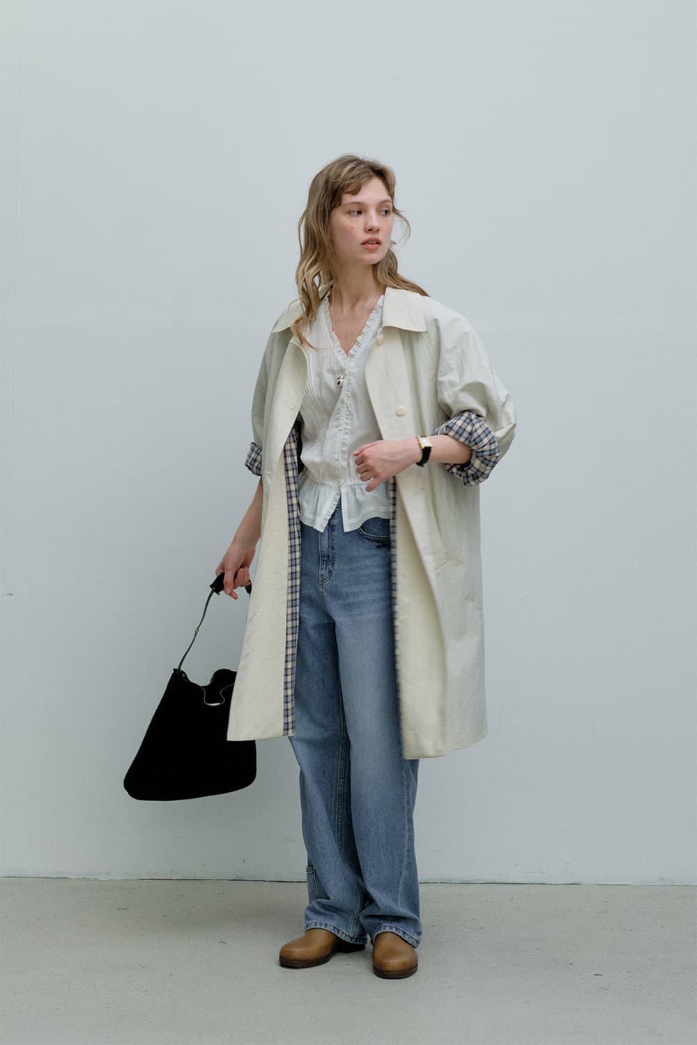 모데스트무드 파우더 트렌치코트 크림 상품이미지1