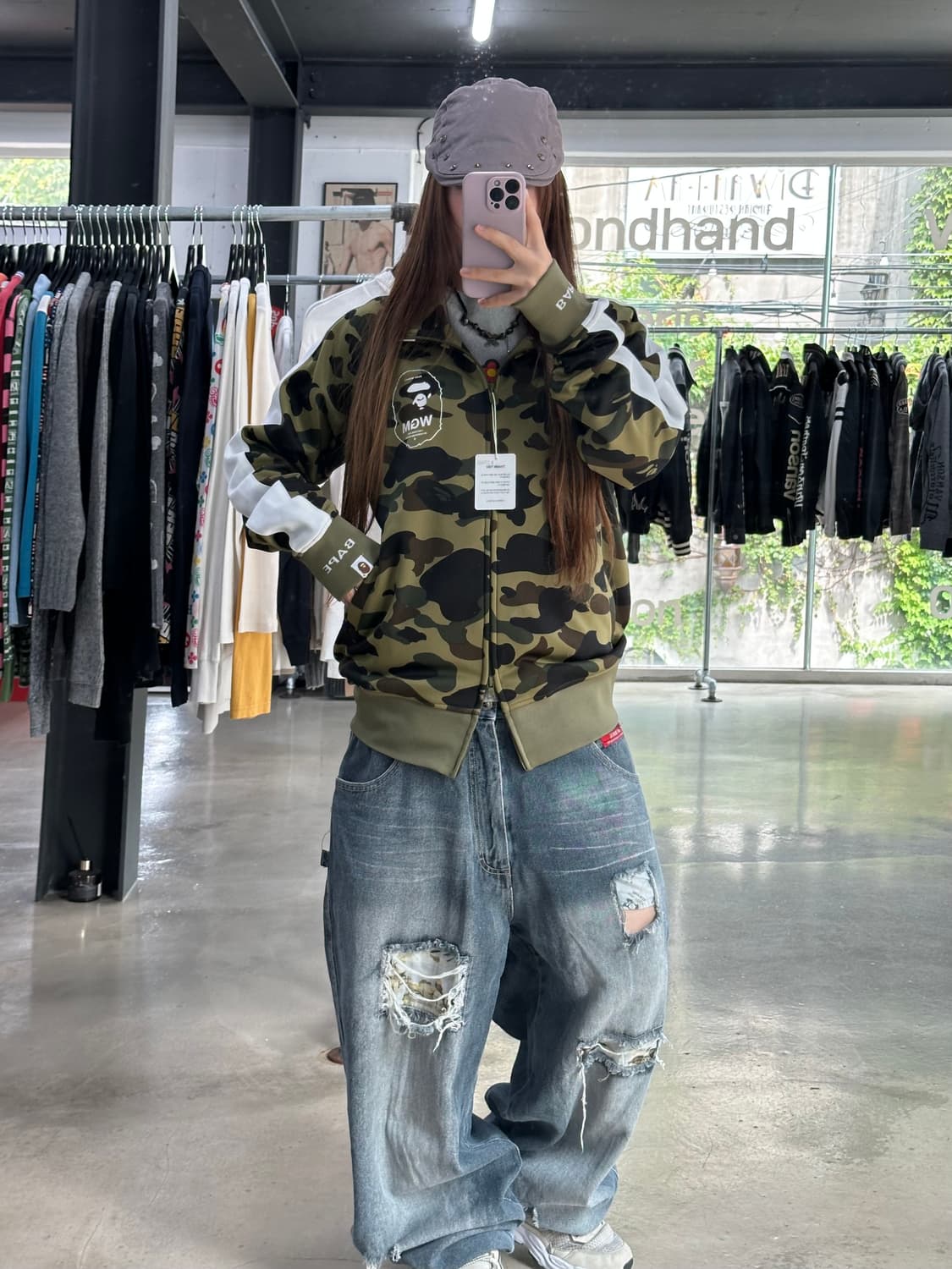 베이프 1st Camo 녹계 져지 트랙탑 상품이미지2