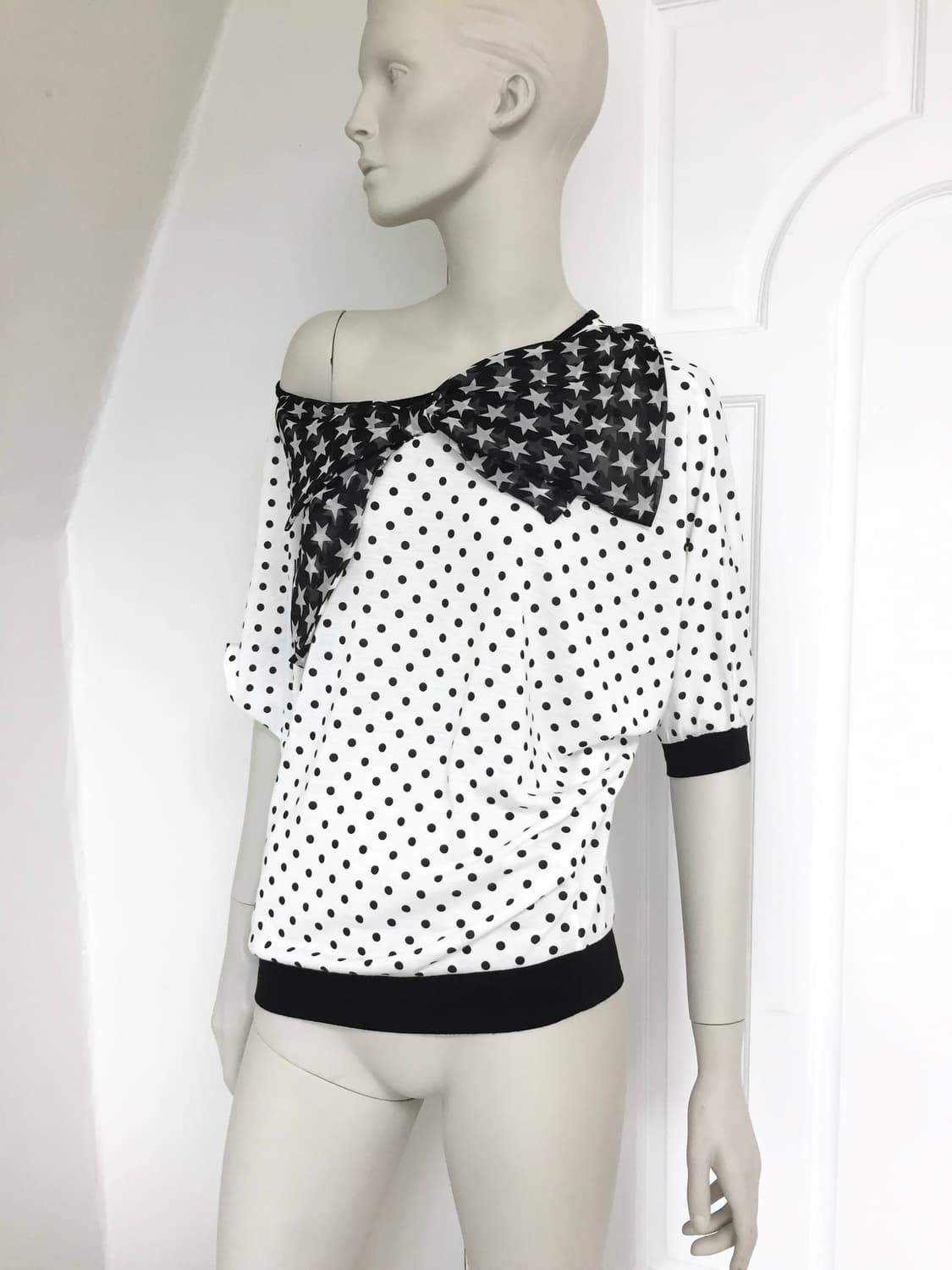 Polka Dot with Star print Bow Top 상품이미지3