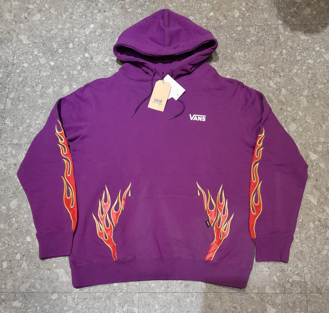 💥(새상품)  반스 자수 플레임 일판매장 후드 퍼플 (XL) 상품이미지1