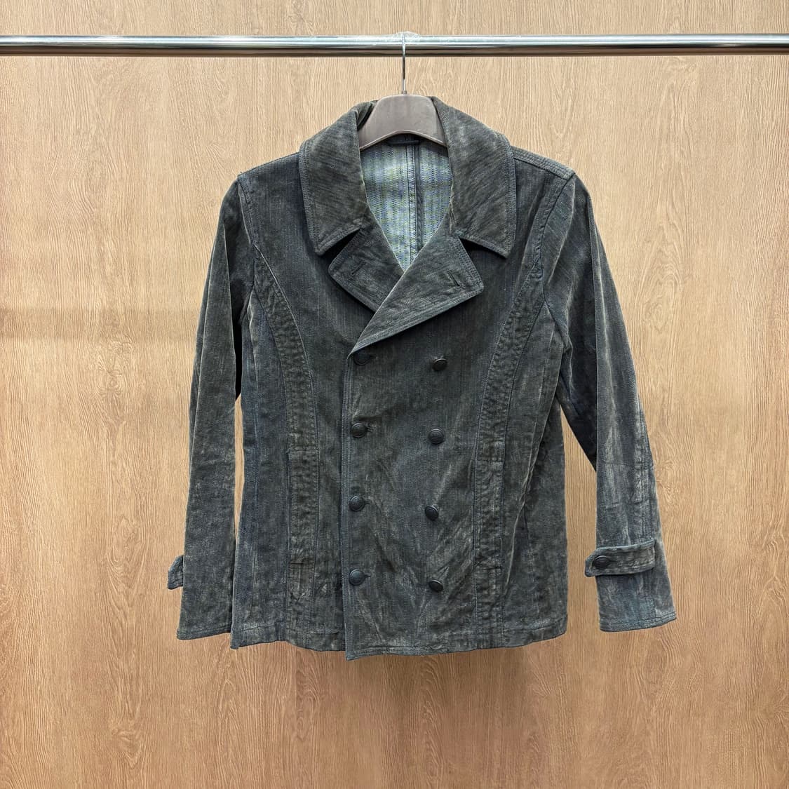 아바하우스 워싱 자켓 더블 브레스티드 소매 스트랩 버튼 디테일 브라운 상품이미지2