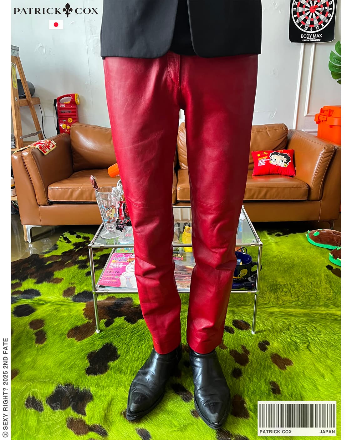 Patrick Cox Real Lamb Leather Red Pants 상품이미지1