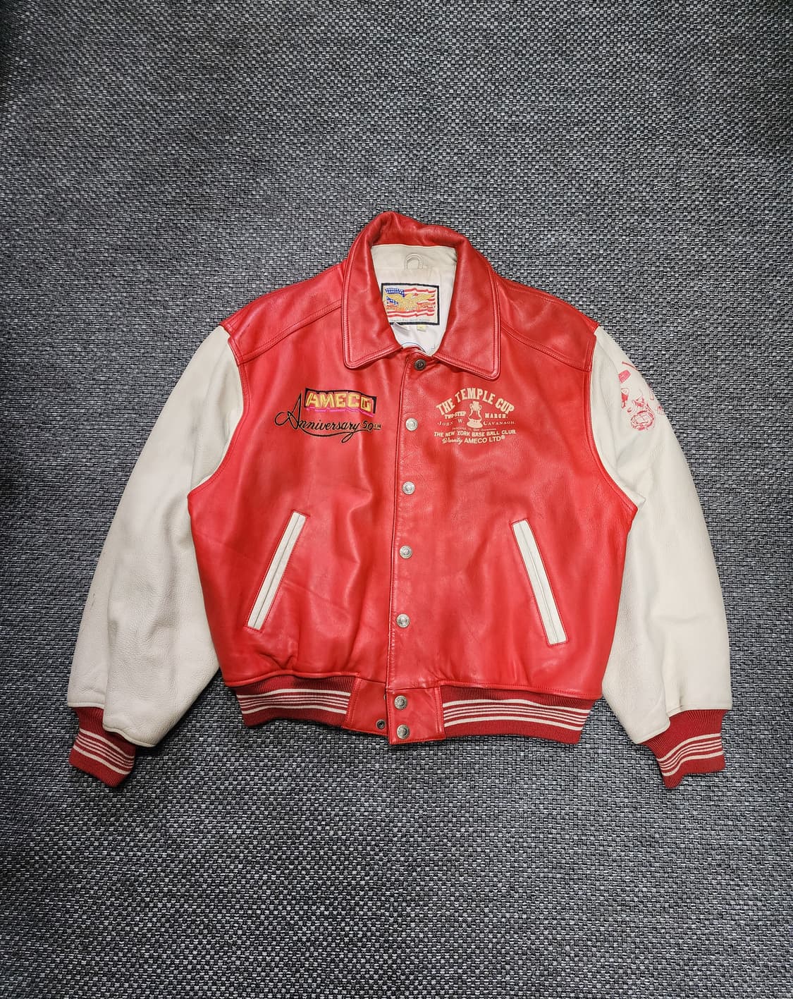 아메코 빈티지 가죽AMECO 스타디움 자켓 레드  XL 상품이미지1