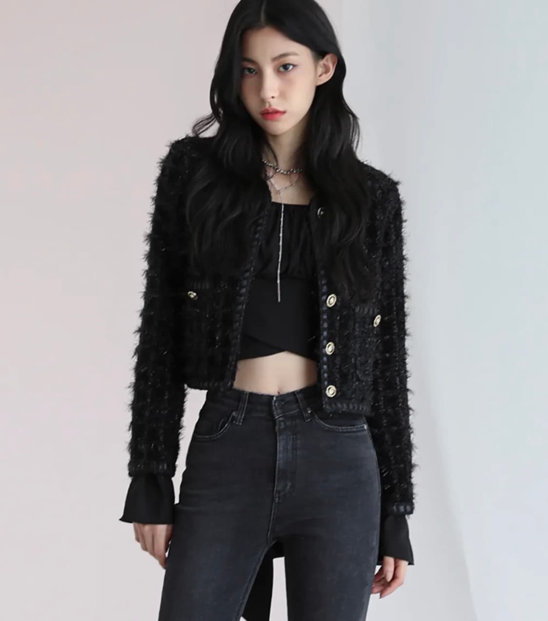 어반드레스 BLACK TWEED CROPPED JACKET 상품이미지1