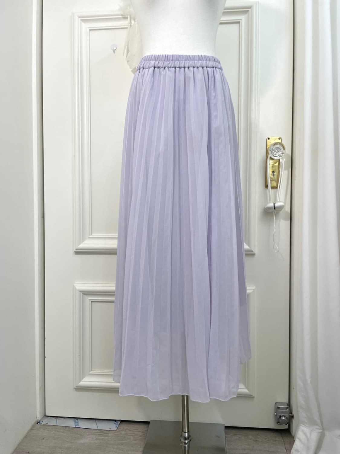lavender pleats banding long skirt 상품이미지5