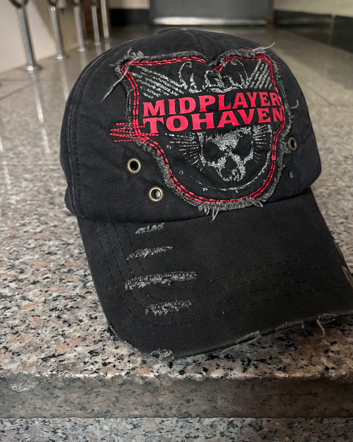 90-00s Japanese Vintage Damage Skull Cap 상품이미지5