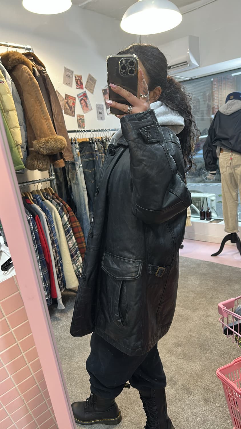 이태리 빈티지 램스킨 코트 가죽자켓L 상품이미지9