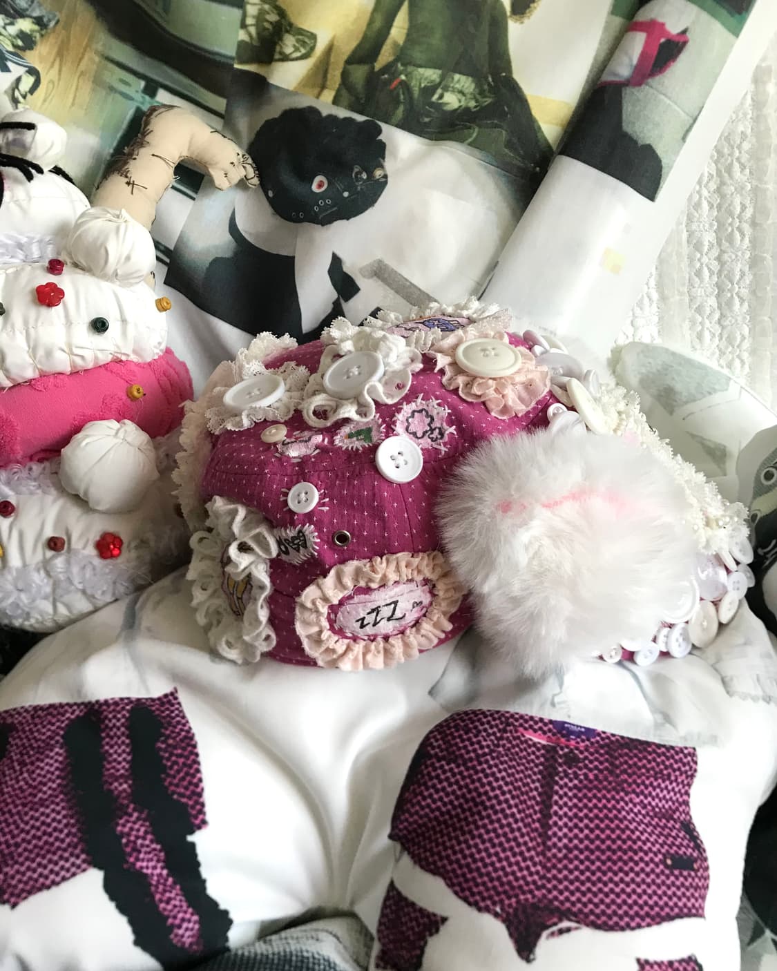 Kitsch drawing button fur Cat-Ear cap 상품이미지2