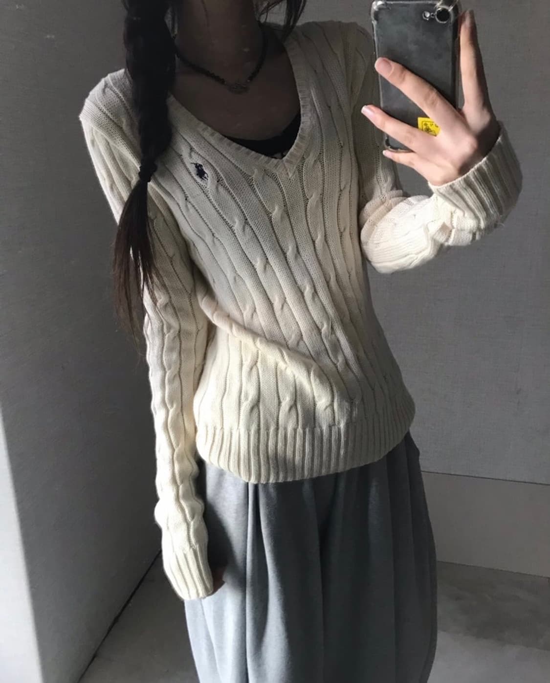 (유일매물 구형) 폴로 브이넥 니트 아이보리 (급전!!) 상품이미지1