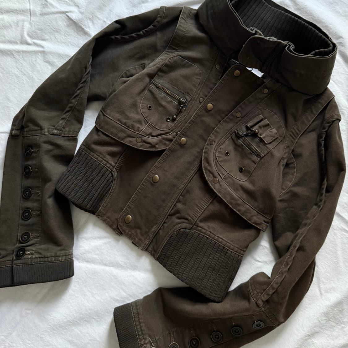 00's 해체주의 하이넥 아카이브 분리형 스터드 앤틱 자켓 y2k 상품이미지4