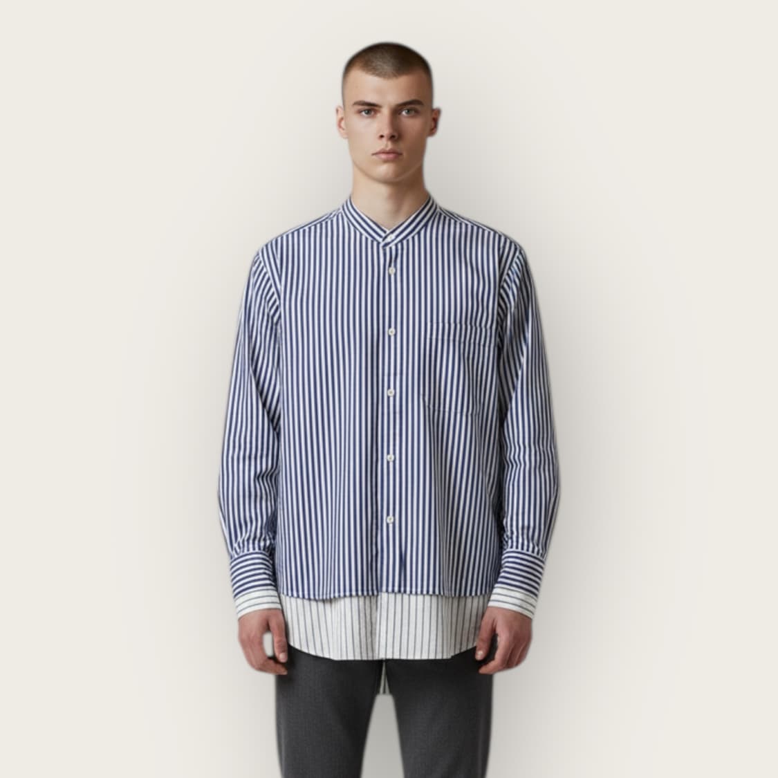 95~100/ 솔리드옴므 레이어링 스트라이프 셔츠 상품이미지1